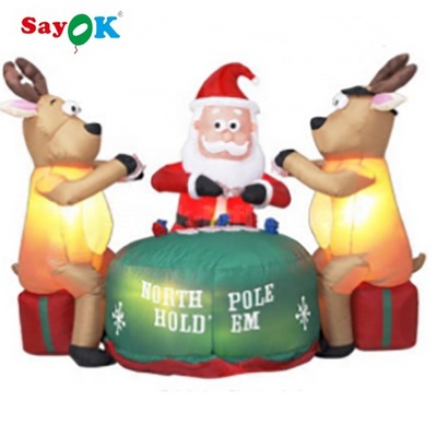 Inflatable Reindeer With Santa Claus For Christmas Decoration Santa Klaus Inflatable Christmas Inflatable Santa's Workshop