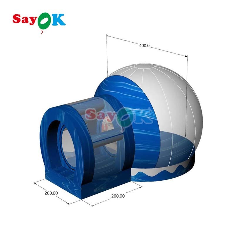 SAYOK 11.7ft Christmas Decoration Inflatable Snow Globe Transparent Bubble Tent with Printed Background Blowers