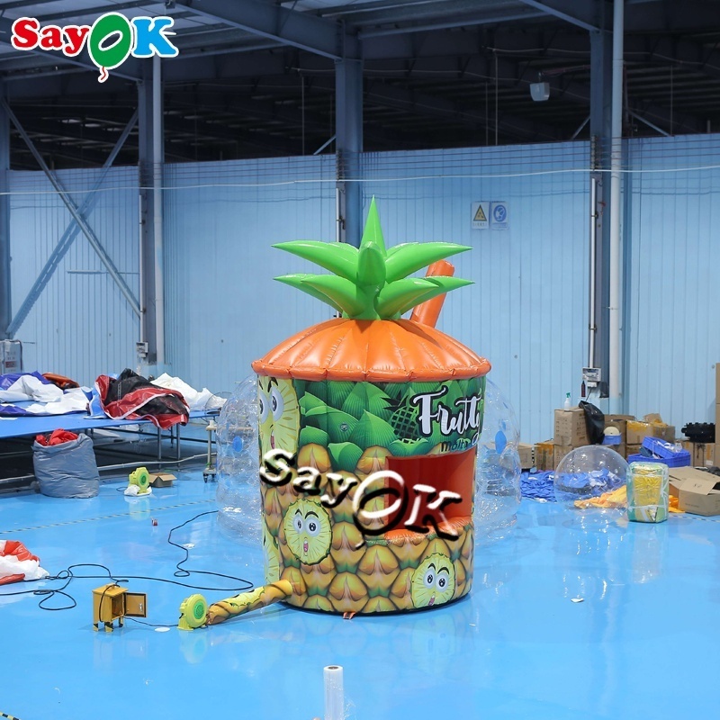 Outdoor Giant Inflatable Pineapple Booths Tent Inflatable Juice Drinks Kiosk Photo Booth For Advertising