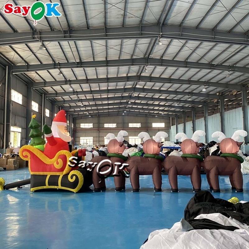 factory wholesale cheap inflatable christmas decoration large inflatable santa with sleigh and reindeer