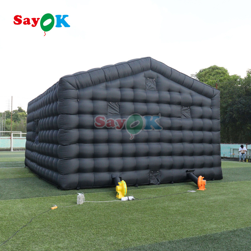 Commercial pop up LED Black disco lighting mobile night club tent Inflatable Cube Party Tent inflatable nightclub