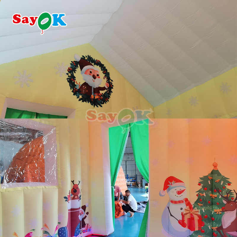 Ourwarm Musical Outdoor Yard Decoration Blow up Snowman Santa Claus Tree House Christmas Inflatables For Sale