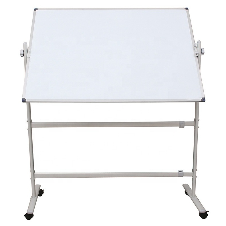 Double side magnetic mobile whiteboard with stand wheels