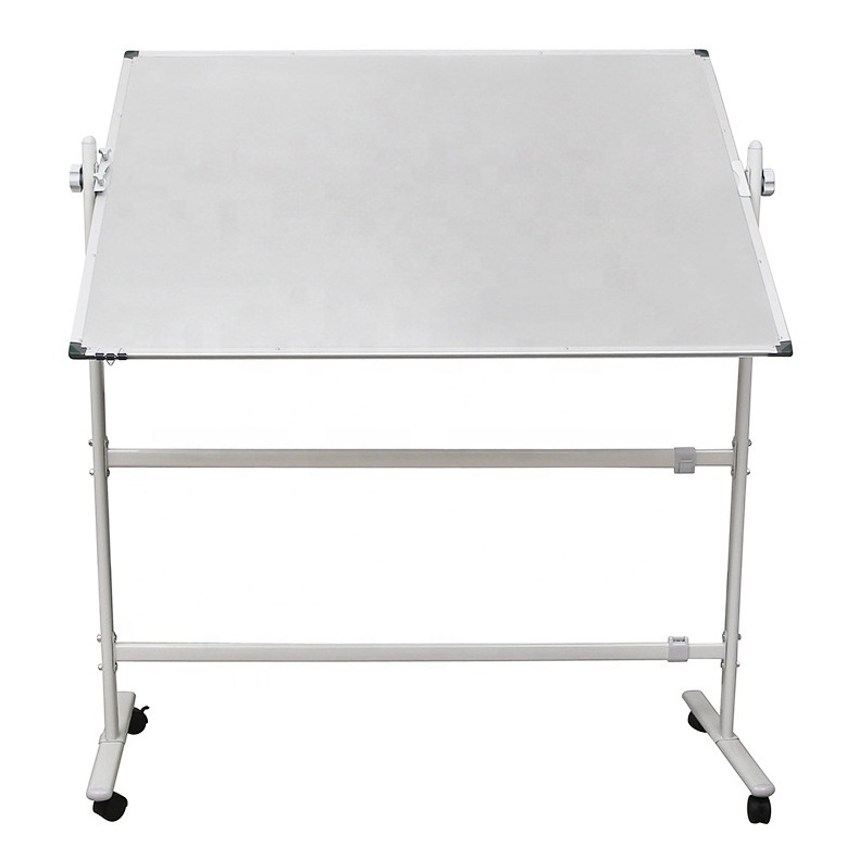 Double side magnetic mobile whiteboard with stand wheels