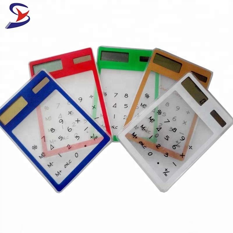 Colorful Transparent ultrathin solar energy Touch Screen Calculator