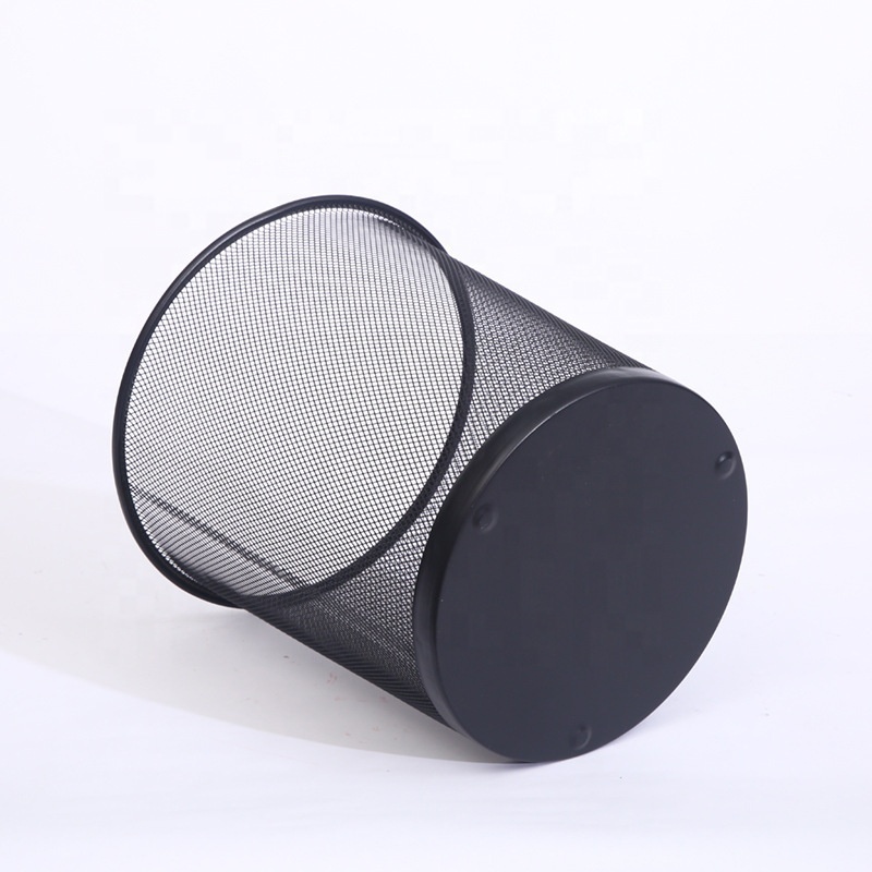 Office Stationery 3 Size Black Metal Mesh Trash Can Wire Metal Mesh Paper Waste Bin