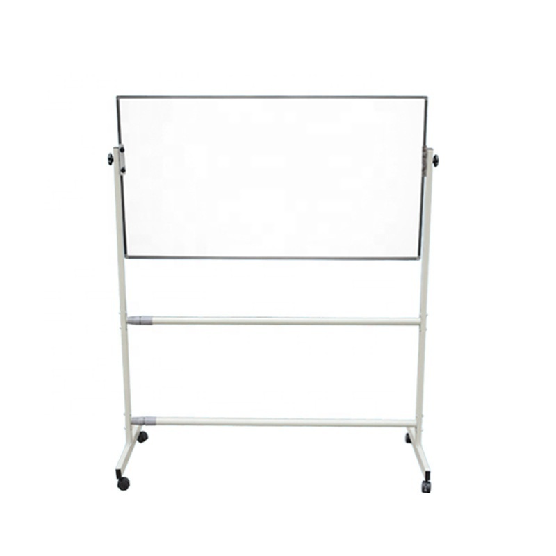 Double side magnetic mobile whiteboard with stand wheels