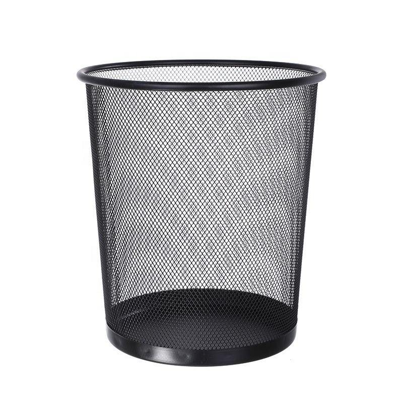 Office Stationery 3 Size Black Metal Mesh Trash Can Wire Metal Mesh Paper Waste Bin