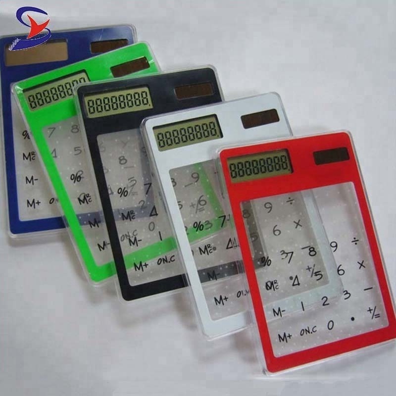 Colorful Transparent ultrathin solar energy Touch Screen Calculator