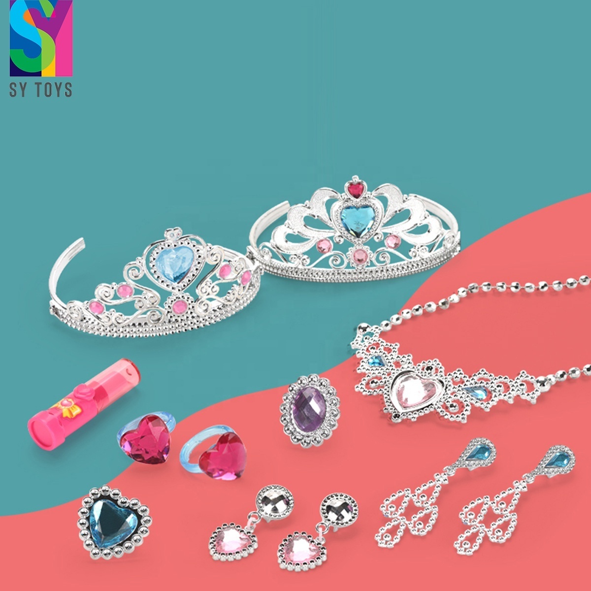 SY Crown necklace shoes jewelry Combination Girls Beautiful Princess Shoes Play Toys