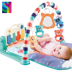 SY Hot Sales Bebesd Juguet Educational Activity Gym Musical Piano Fitness Gym Rack Rattle Soft Infant Sport Baby Play Mats