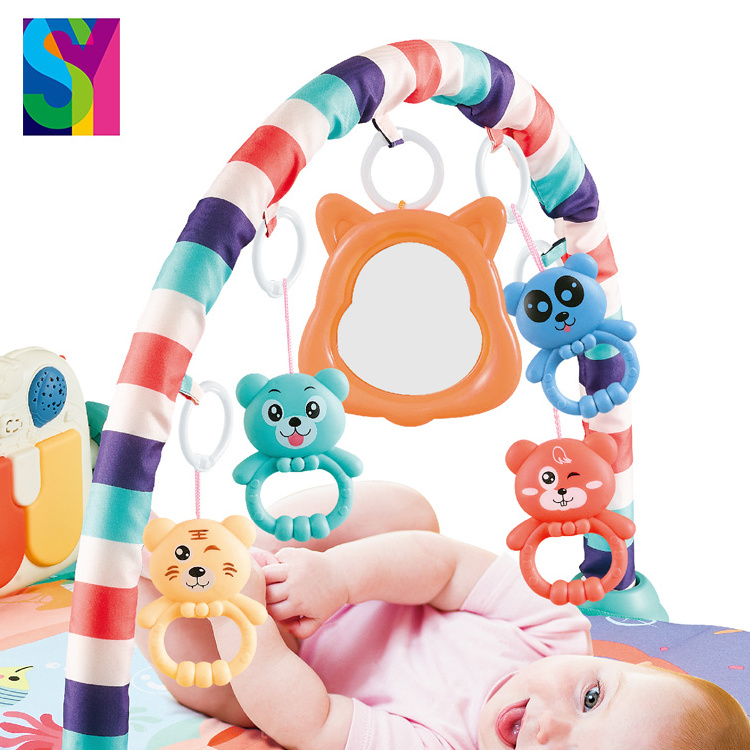 SY Hot Sales Bebesd Juguet Educational Activity Gym Musical Piano Fitness Gym Rack Rattle Soft Infant Sport Baby Play Mats