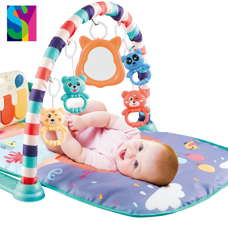 SY Hot Sales Bebesd Juguet Educational Activity Gym Musical Piano Fitness Gym Rack Rattle Soft Infant Sport Baby Play Mats