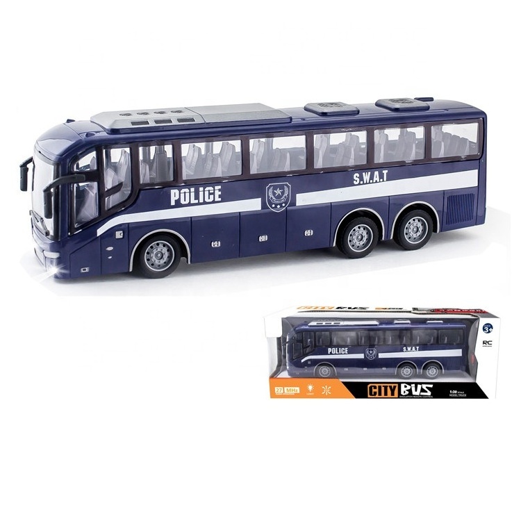 SY Juguetes A Control Remoto 1:30 Scale 4CH Radio Control Bus For Boy With Light Racing Vehicle Remote Control Police Car Toy