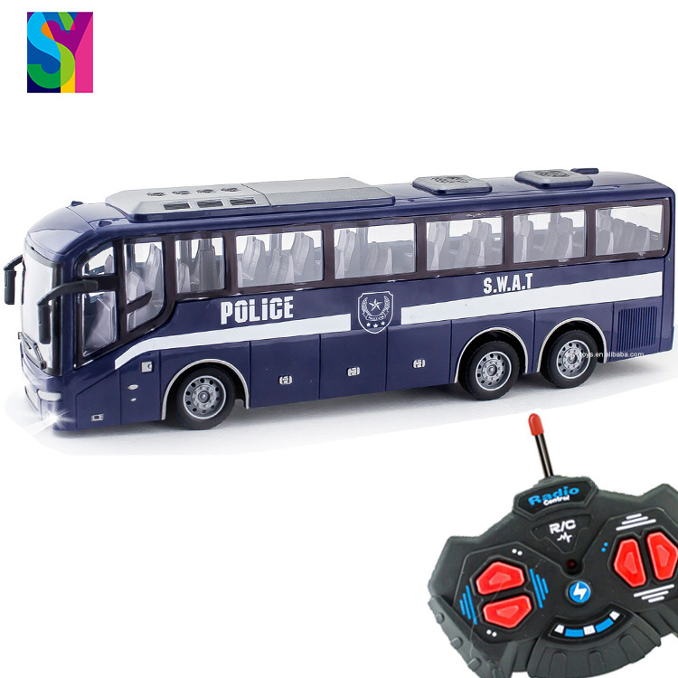 SY Juguetes A Control Remoto 1:30 Scale 4CH Radio Control Bus For Boy With Light Racing Vehicle Remote Control Police Car Toy