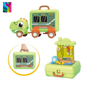 SY Dinosaur Inertia Truck Deformation Workshop Repair Bench Educational Game Pretend Play House Tool Toys Set