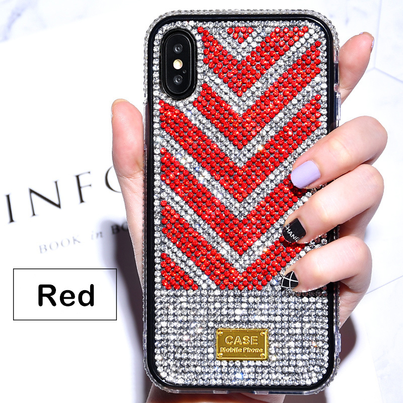 for iPhone 12 Mini 11 Pro XR XS Max 8 7 Plus Luxury Rhombus Pattern Diamond Design Women Phone Case