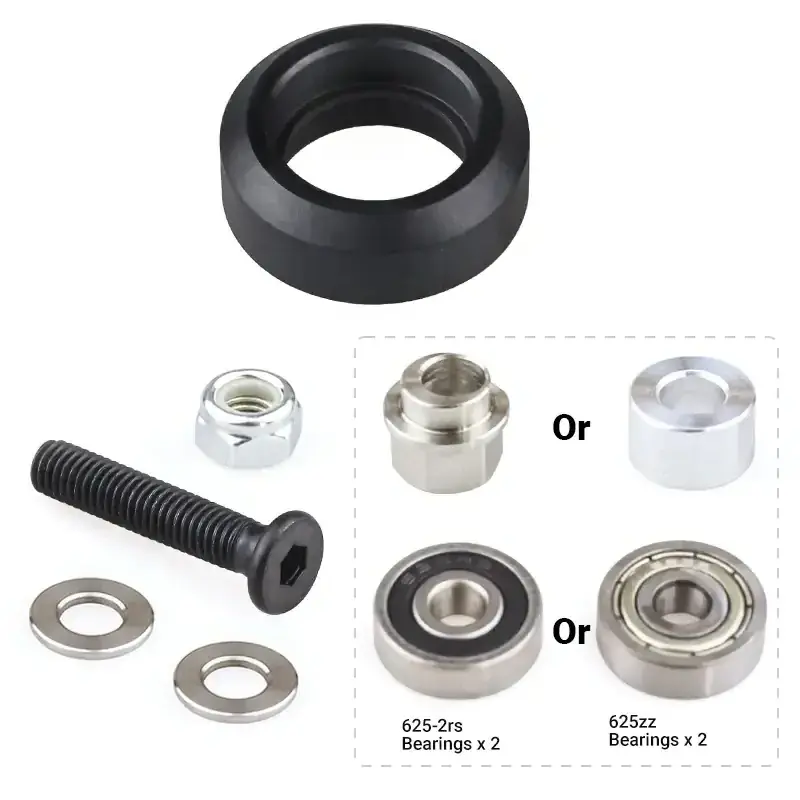 BulkMan 3D Delrin POM Solid V Wheel Kit with 625ZZ 625RS Bearings (Unassembled) for V-Slot Aluminum Profile 3D Printer Parts