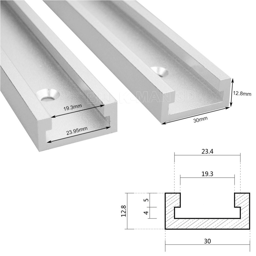 Type-30 Aluminum Alloy T-track Slot Miter Track Jig Fixture Saw Table Chute Length 100 - 1220mm for Router Table