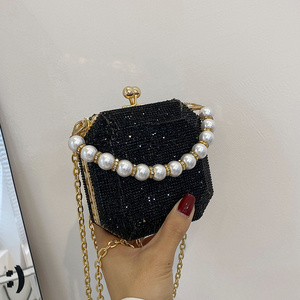 Bling crystal cross body bag pearl fashion rhinestone mini bag purse diamond shoulder bag for ladies 2022