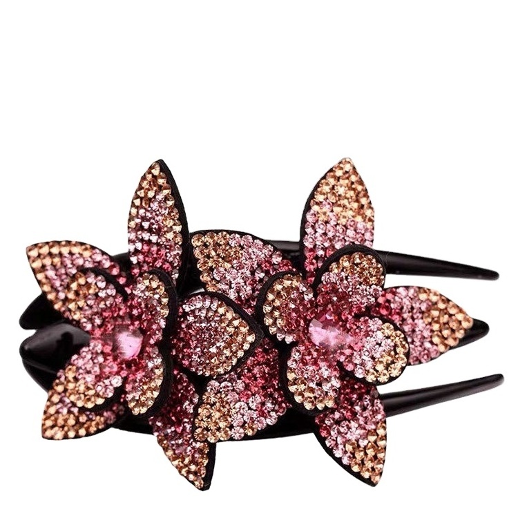 Women girls Korea rhinestone flower duck bill hair clips Crystal hair claw clip Ornaments