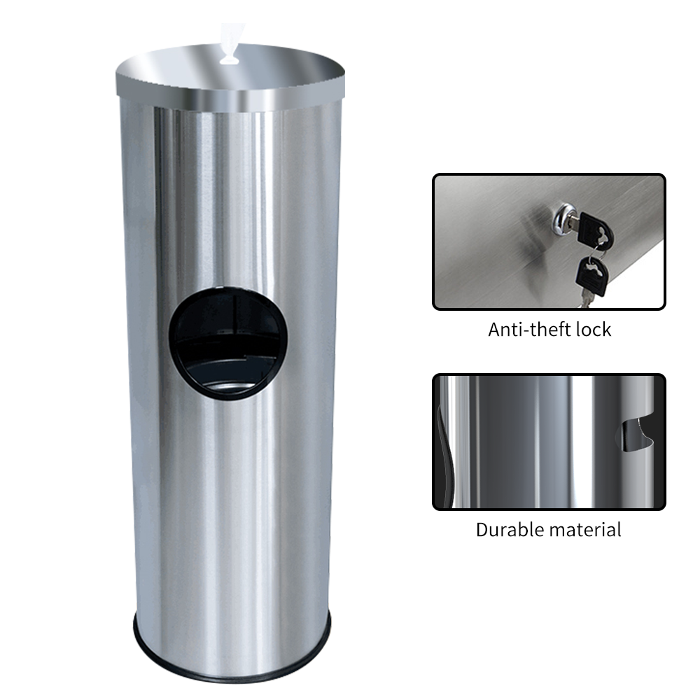 Stainless Steel Wet Tissue Dispenser And Can Stand Floor Wipe Dispenser for Gyms and Hospitals