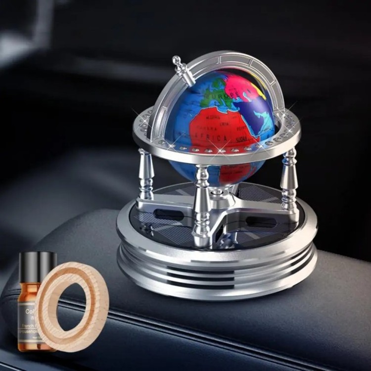 Senbolia Car Air Freshener Solar Rotating Globe Car Interior Decoration Accessories sCar Perfume Diffuser