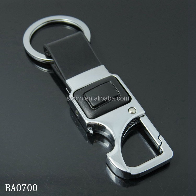 High Quality Rectangle Metal LED flashlight Keychain with Beer Bottle Opener Function