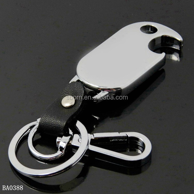 High Quality Rectangle Metal LED flashlight Keychain with Beer Bottle Opener Function