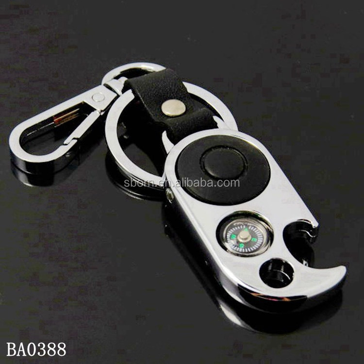 High Quality Rectangle Metal LED flashlight Keychain with Beer Bottle Opener Function