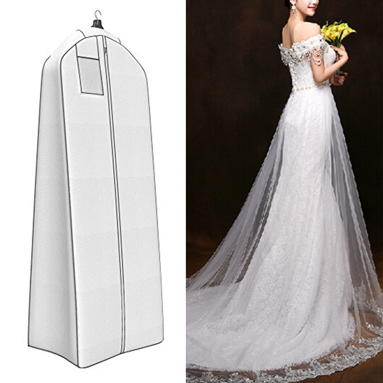 Custom Logo Portable Foldable Bridal Dust Long Dress Cover Wedding Gown Garment Bag For Storage