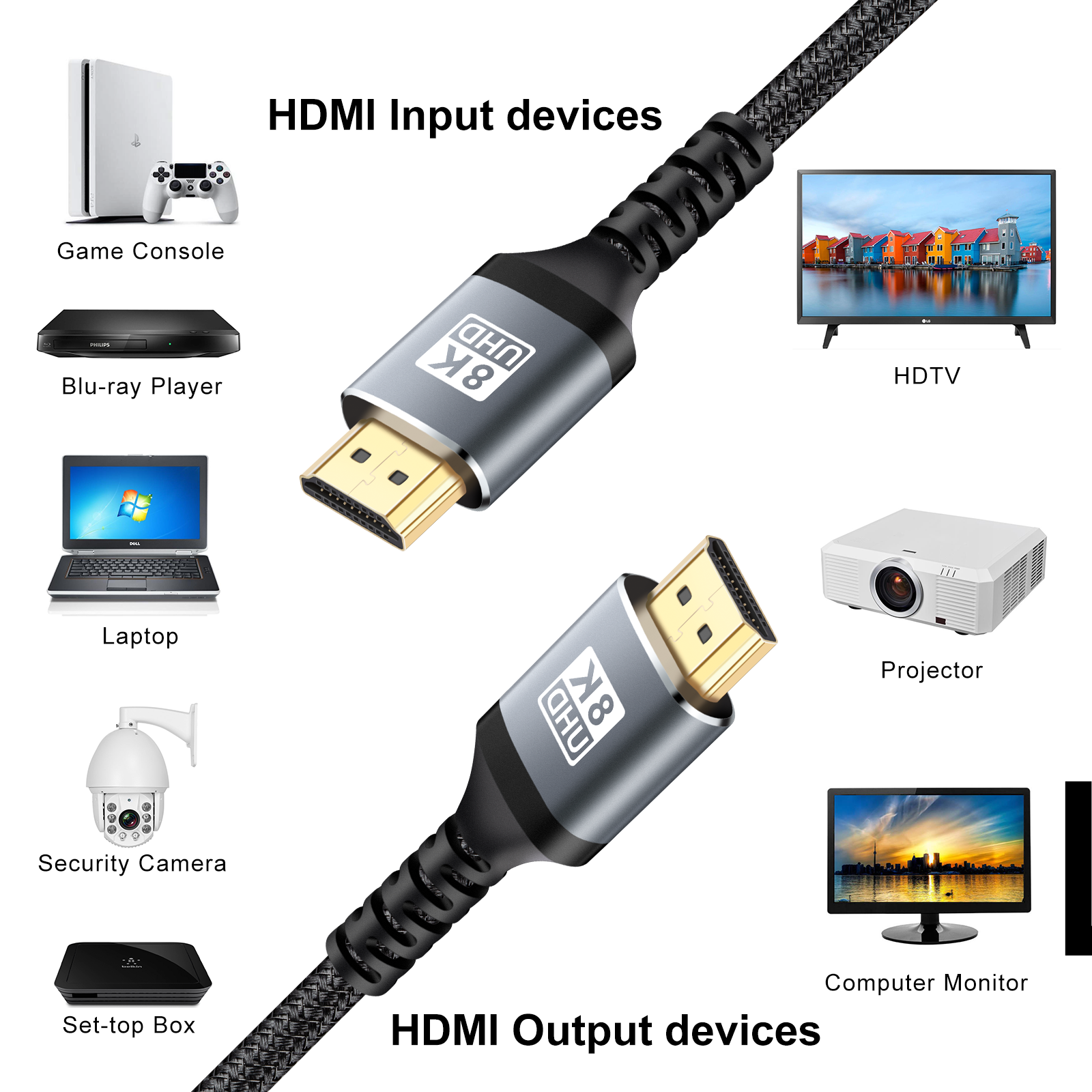 Customized logo HDMI to HDMI cable 8K@60hz HDMI 2.1 cable