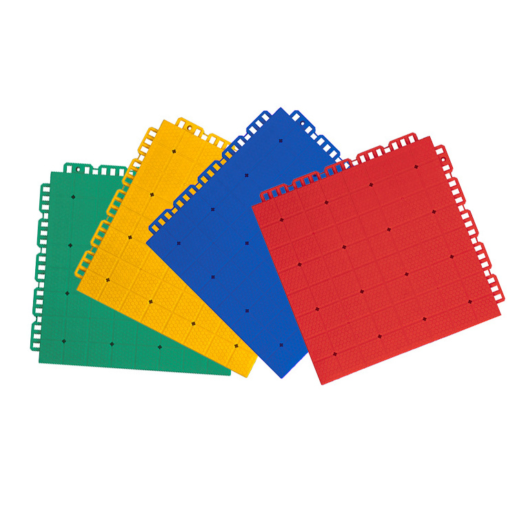 anti-slip interlocking plastic flooring tiles for outdoor sports flooring with shock pad underlay