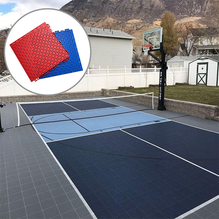 Outdoor Multi-Sport Court Flooring Sports Floor Plastic Tiles Artificial Grass for Basketball Tennis