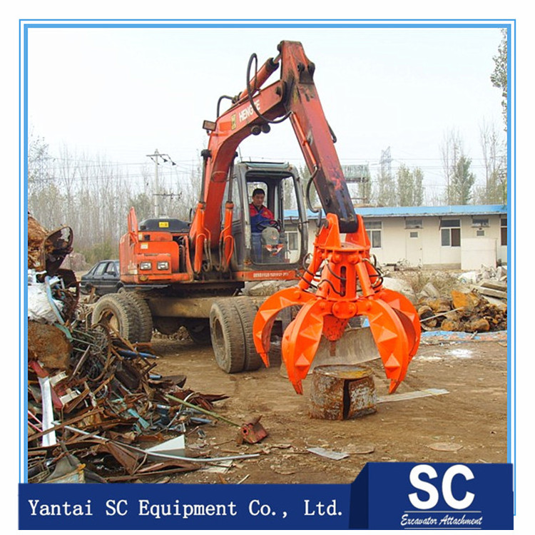 Excavator tools hydraulic orange peel grapple excavator grab bucket for metal Scrap Metal Grapple