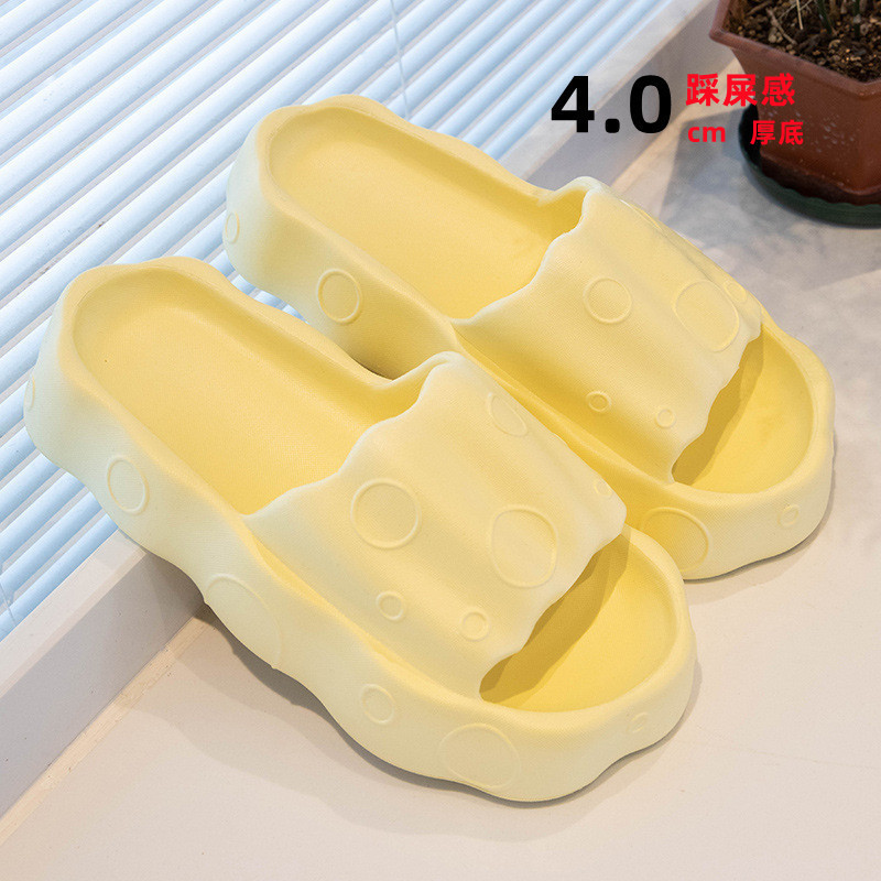 Cartoon Cheese Slippers Sponge Summer Women's Flat Sandals Home Message Beach Slippers