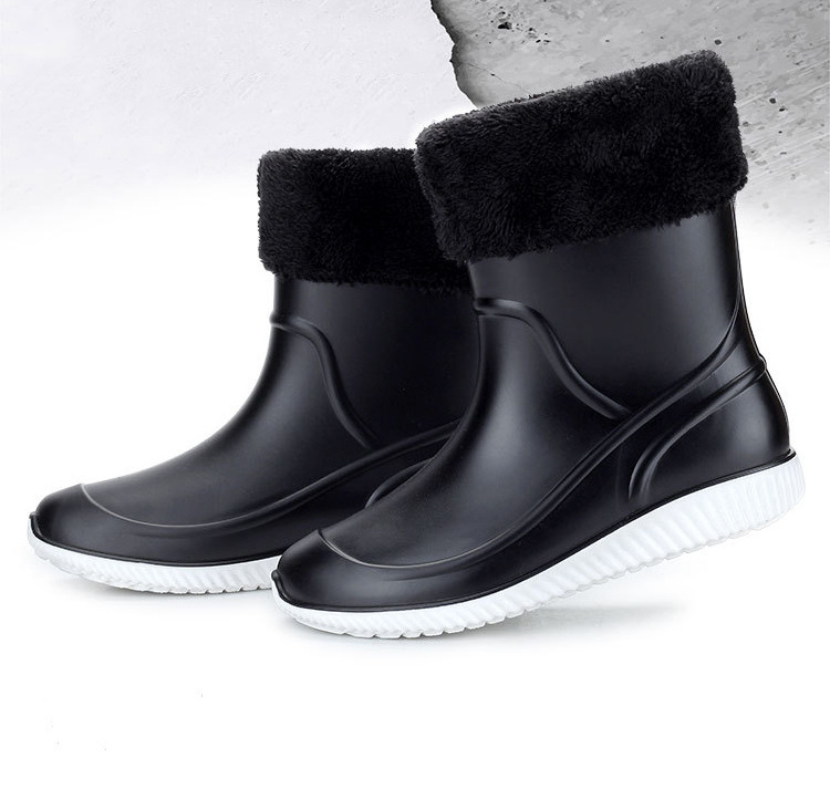 Short-tube Anti-slip Rain Boots Women Fashion Rubber Wedge Rain Boots