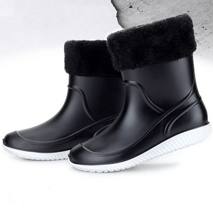 Short-tube Anti-slip Rain Boots Women Fashion Rubber Wedge Rain Boots