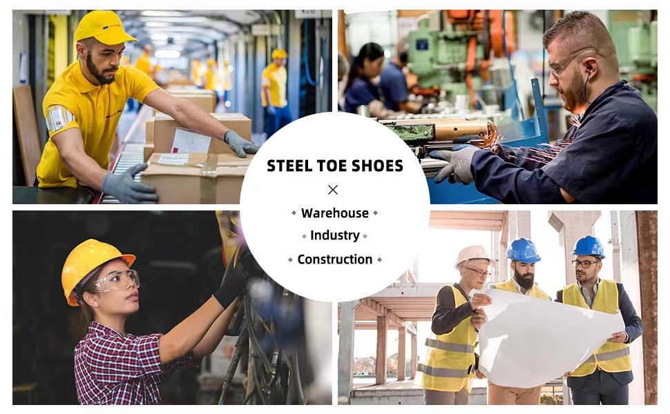 Steel Toe Shoes for Men Indestructible Work Shoes for Women Puncture Proof Comfortable Slip On Breathable Lightweight Safety Sho