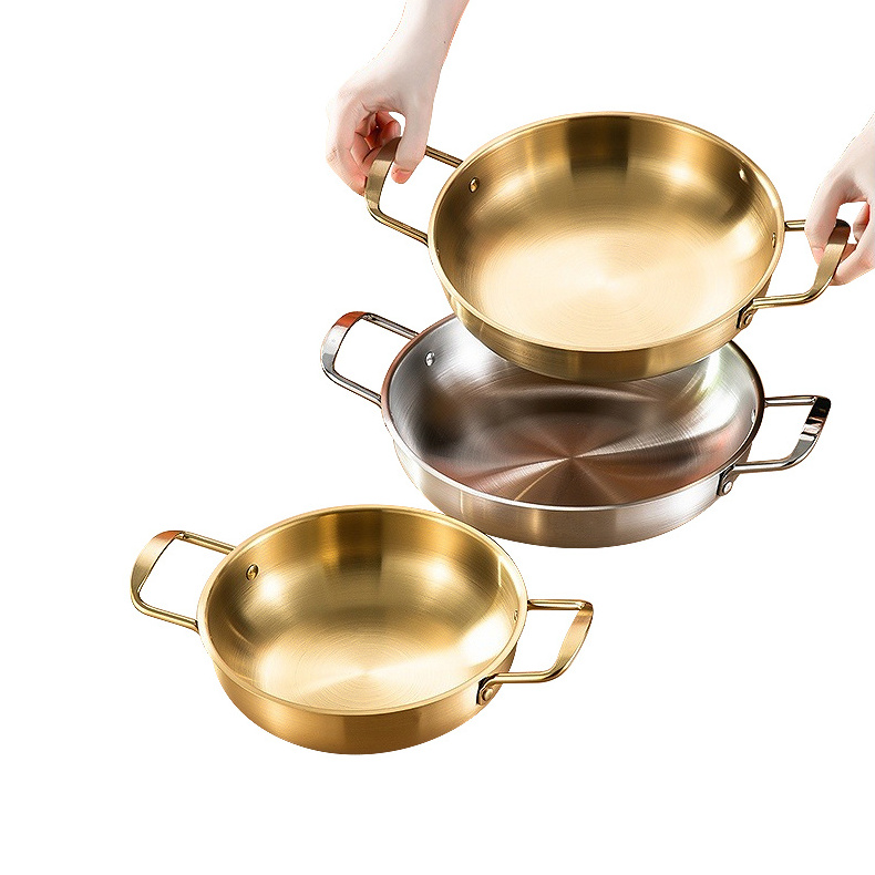 Stainless Steel Paella Pans Frying Cooking Pan  round frying pan Skillets