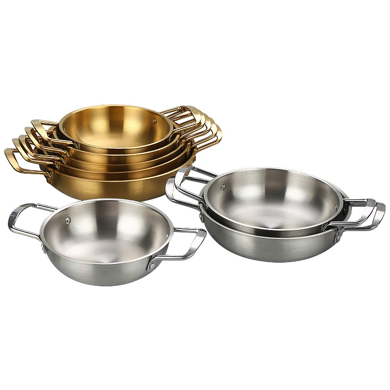 Stainless Steel Paella Pans Frying Cooking Pan  round frying pan Skillets