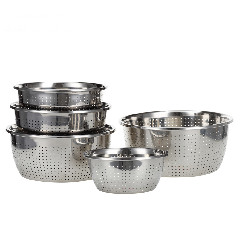 Stainless Steel Rice Colander Fruit and Vegetable Steamer Round Shape Water Strainer