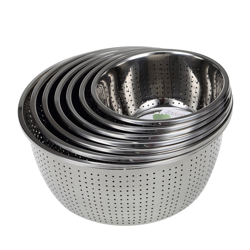 Stainless Steel Rice Colander Fruit and Vegetable Steamer Round Shape Water Strainer