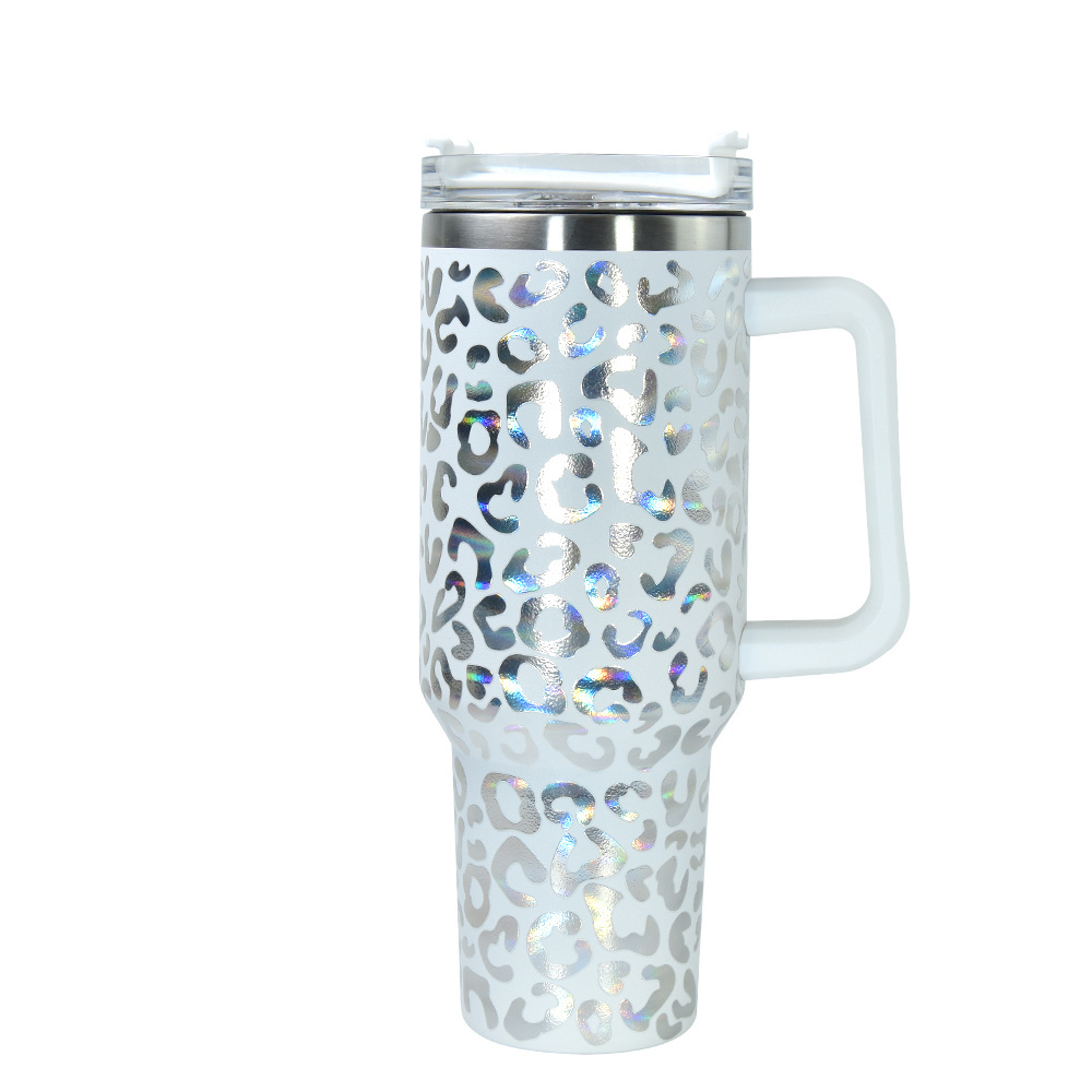 Hot sale 40oz Stainless Steel Insulation holographic colorful 40oz Tumbler Camp Mug cup With Handle