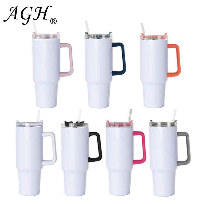 USA Ready to ship Hot sale 40 oz Stainless Steel Vacuum Insulated Sublimation 40oz cup tumbler coffee mug with handle and lid