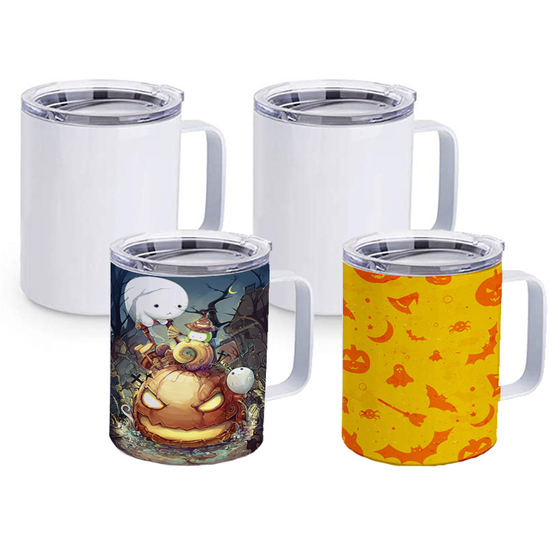 AGH USA China Canada Warehouse 12oz 16oz Stainless Steel Sublimation Blanks Coffee Tumbler camp Mug With Handle For Sublimation