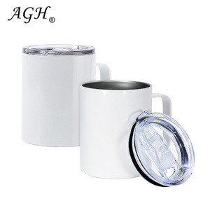 AGH USA China Canada Warehouse 12oz 16oz Stainless Steel Sublimation Blanks Coffee Tumbler camp Mug With Handle For Sublimation