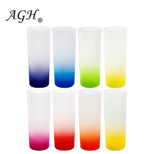 AGH New design wholesale 3oz straight frosted gradient colorful rainbow shot glass for printing