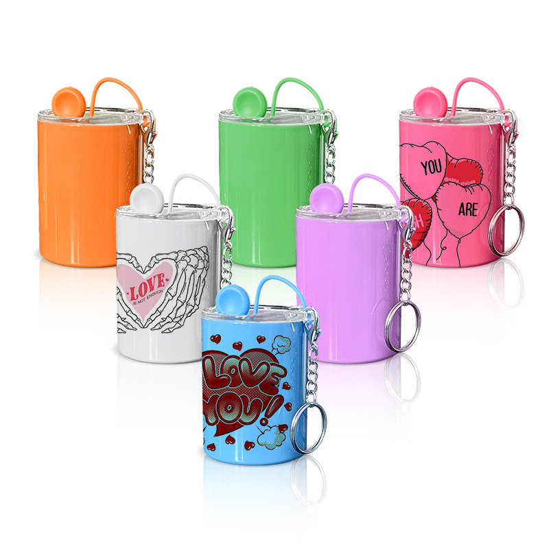 USA Warehouse Mini 3oz stainless steel colored sublimation straight tumbler shot glass tumbler with metal straw and keychains