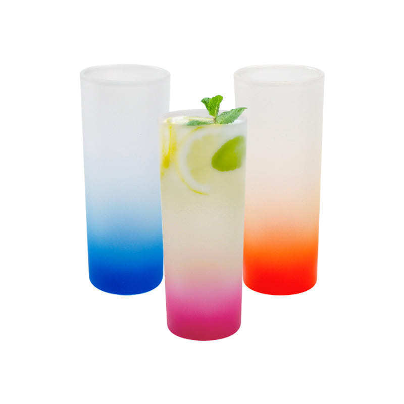 AGH New design wholesale 3oz straight frosted gradient colorful rainbow shot glass for printing